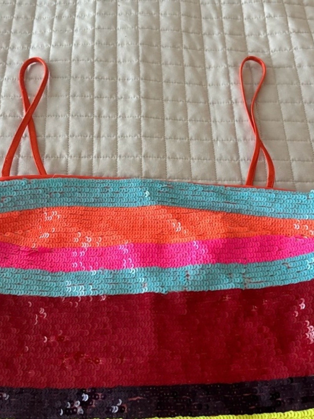 Ramy Brook Neon Orange Strappy Crop Top